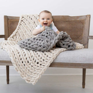 INFINITE CHUNKY KNIT BLANKET | MINKY | CUDDLE - MISTKids BlanketBIG LOViE