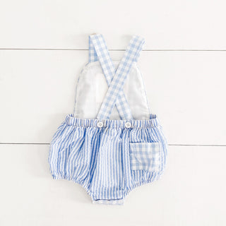 Baby Boy First Birthday Smocked Blue Birthday Bubble Boy Bubble Seven Lantern Lane Size: 12M