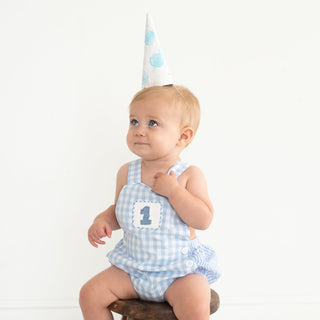 Baby Boy First Birthday Smocked Blue Birthday Bubble Boy Bubble Seven Lantern Lane Size: 12M