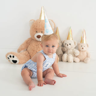 Baby Boy First Birthday Smocked Blue Birthday Bubble Boy Bubble Seven Lantern Lane Size: 12M