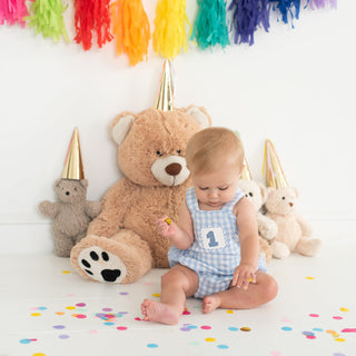 Baby Boy First Birthday Smocked Blue Birthday Bubble Boy Bubble Seven Lantern Lane Size: 12M
