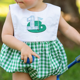 Baby Boy First Birthday Golf Hole-In-One Reversible Golf Bubble Baby One-Pieces Seven Lantern Lane Size: 12M