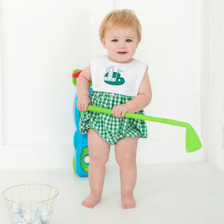 Baby Boy First Birthday Golf Hole-In-One Reversible Golf Bubble Baby One-Pieces Seven Lantern Lane Size: 12M