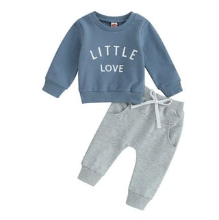 Baby Riddle Boy's Long Sleeve Crewneck Top and Jogger Set - Blue Little Love