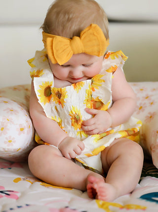 Sunflower Girls Smocked Ruffle Romper Romper Rylee Faith Designs Size: 3M