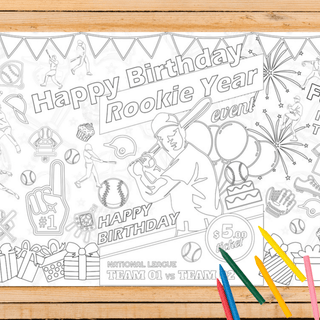 Baseball Birthday Coloring Tablecloth Party Supplies Creative Crayons Workshop Style: Personalized
