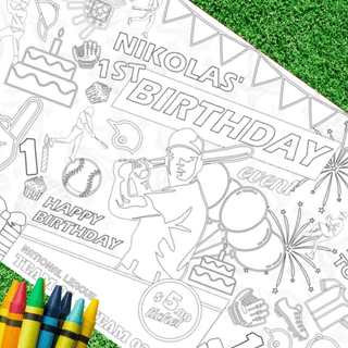 Baseball Birthday Coloring Tablecloth Party Supplies Creative Crayons Workshop Style: Personalized