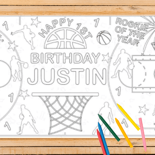 Basketball Birthday Coloring Tablecloth Party Supplies Creative Crayons Workshop Style: Personalized