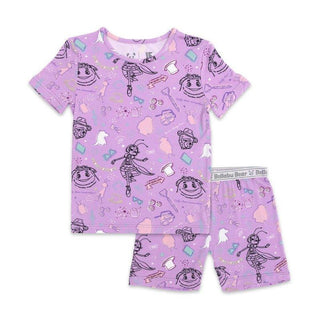 Girl's Bamboo Short Sleeve Pajama Set with Shorts, Purple - IF Movie Baby & Toddler Sleepwear