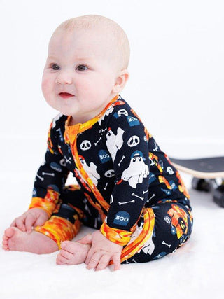 Bamboo Convertible Footie Romper - Austin (Ghosts) Birdie Bean Size: 0-3 Months