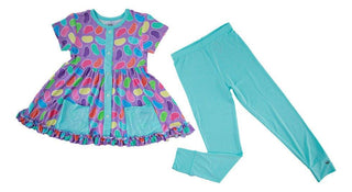 Girl's Bamboo Short Sleeve Peplum Top and Pants Outfit Set - Julie (Jellybeans) Baby & Toddler Outfits