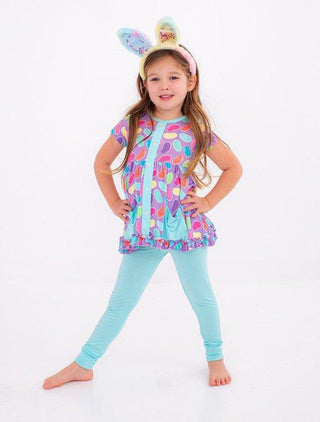 Girl's Bamboo Short Sleeve Peplum Top and Pants Outfit Set - Julie (Jellybeans) Baby & Toddler Outfits