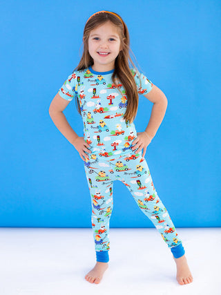 Birdie Bean Short Sleeve Pajama Set - Judah (Chick and Bunny Race Cars)