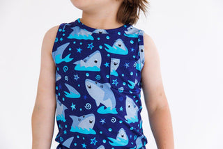 Boy's Bamboo Tank Top and Shorts Outfit Set - Gavin (Baby Sharks) Baby & Toddler Outfits