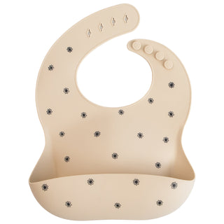 Silicone Baby BibSilicone BibMushieColor: Black Daisy