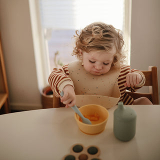 Silicone Feeding Spoons 2-Packsilicone tablewareMushieColor: Cambridge Blue/Shifting Sand