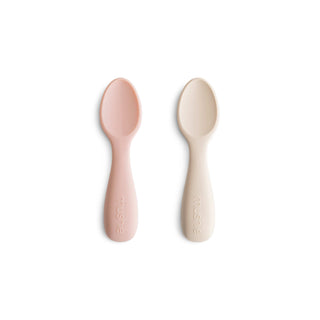 Silicone Toddler Starter Spoons 2-Packsilicone tablewareMushieColor: Blush/Shifting Sand