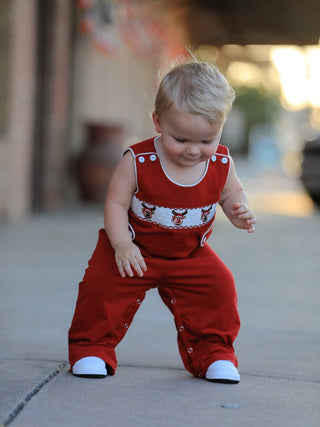 Christmas Reindeer Smocked Red Jonjon Rylee Faith Designs