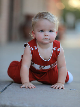Christmas Reindeer Smocked Red Jonjon Rylee Faith Designs