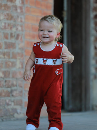 Christmas Reindeer Smocked Red Jonjon Rylee Faith Designs