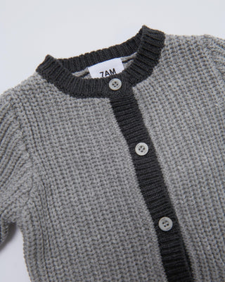 Long Sleeve Jumpsuit - Chunky comfywear 7AMEnfant Color: Oat Heather Grey Size: 0-3M