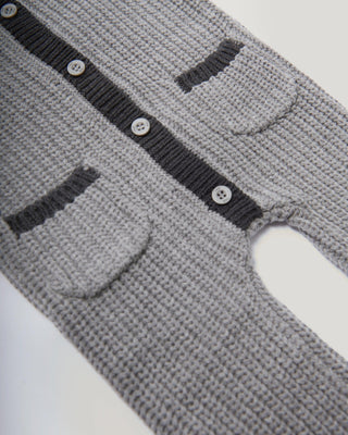 Long Sleeve Jumpsuit - Chunky comfywear 7AMEnfant Color: Oat Heather Grey Size: 0-3M