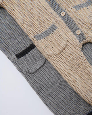 Long Sleeve Jumpsuit - Chunky comfywear 7AMEnfant Color: Oat Heather Grey Size: 0-3M