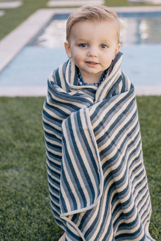Mebie Baby Blue Stripe Organic Cotton Beach Towel | Baby Riddle