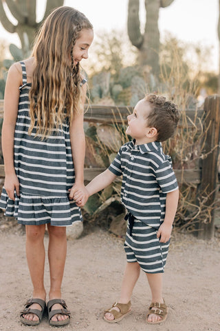 Stripe Linen Button Up Shirt Mebie Baby Size: 0-3