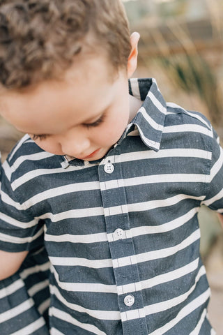Mebie Baby Stripe Linen Button Up Shirt | Baby Riddle