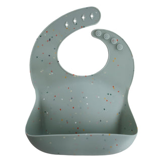 Silicone Baby BibSilicone BibMushieColor: Cambridge Blue Confetti