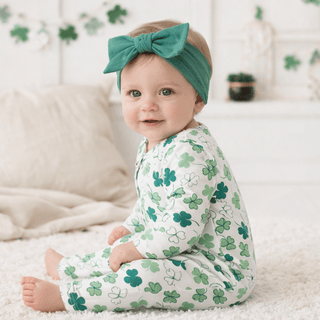 Shamrock Zip Romper - Convertible Cuff Bamboo Sleeper Rompers w/Zipper Tesa Babe Size: NB