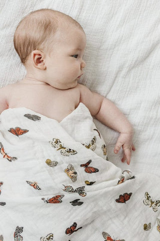 Clementine Kids Girl's Swaddle Blanket - Butterfly Migration