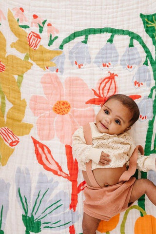 Throw Blanket - Cottage Garden Swaddling & Receiving Blankets Quilts Clementine Kids