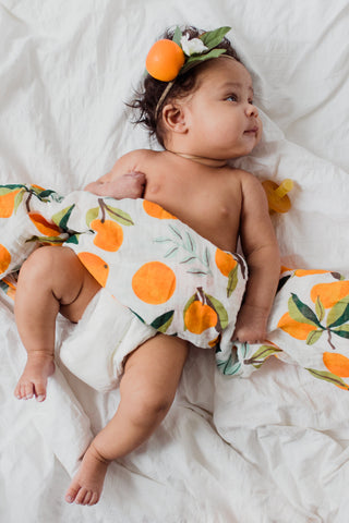 Girl's Swaddle Blanket - Clementine