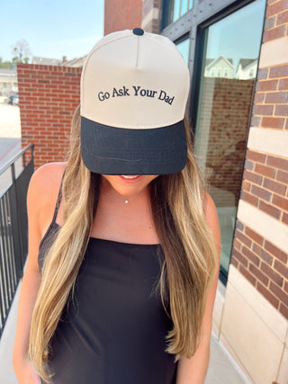 Go Ask Your Dad. Vintage Trucker Hat Hat KenzKustomz Color: Black - Classic