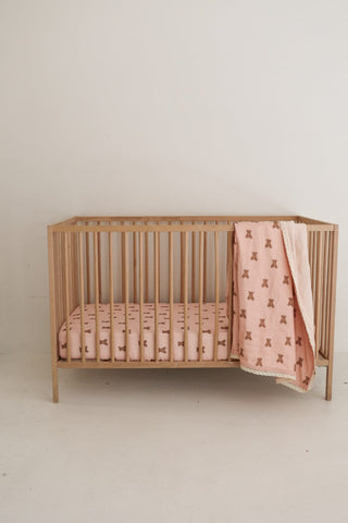 Muslin Crib Sheet - Pink Lottie Muslin Crib Sheet forever french baby