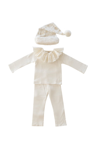 White Holiday Elf Pajama Costume-Christmas Gift for Kids - Cozy Cotton Stocking Stuffer