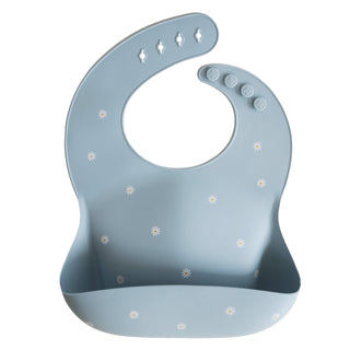 Silicone Baby BibSilicone BibMushieColor: White Daisy