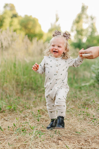 Floral Long Sleeve Button RomperMebie BabySize: 0-3