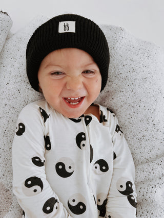 Bamboo Zip Pajamas - Black & White Yin Yangpajamasforever french babySize: Newborn
