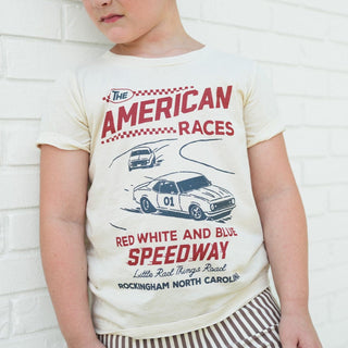 The All American Races Tee - CreamT-ShirtLITTLE RAD THINGSSize: 12/18M