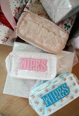 Wipes Pouch - Clear Coat Bag Travel Bag KenzKustomz Color: Pink