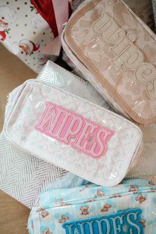 Wipes Pouch - Clear Coat Bag Travel Bag KenzKustomz Color: Pink