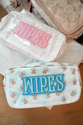 Wipes Pouch - Clear Coat Bag Travel Bag KenzKustomz Color: Pink