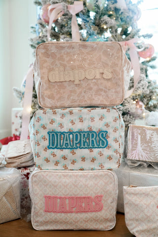 Diapers XL - Clear Coat Bag Travel Bag KenzKustomz Color: Pink