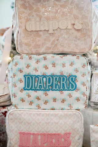 Diapers XL - Clear Coat Bag Travel Bag KenzKustomz Color: Pink