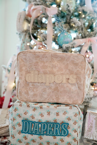 Diapers XL - Clear Coat Bag Travel Bag KenzKustomz Color: Pink