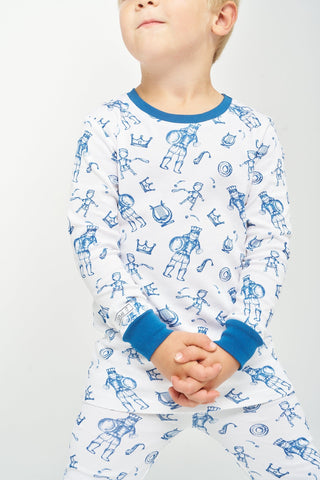 David & Goliath Blue PJ Long Sleeve Set Cotton Two Piece Holy Pals Size: 2