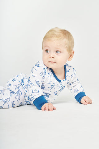 David & Goliath Blue PJ Footed Onesie CottonOnesieHoly PalsSize: 00-03M